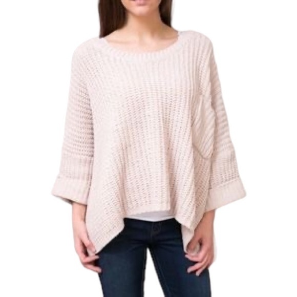 Pol Woman’s Beige Chunky Knit Pullover Oversized Soft pocket Sweater Size Large - Picture 2 of 13